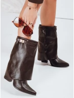 Dámské kozačky s širokým svrškem hnědé FashionStreet ZY1108