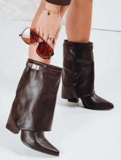 Dámské kozačky s širokým svrškem hnědé FashionStreet ZY1108