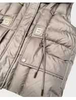 Goodlookin beige (B8600-12) dámská péřová bunda bez rukávů s kapucí