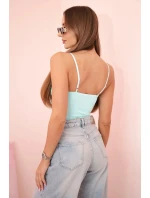 Dámská halenka s body bez ramínek, volánky a výstřihem do V mincovna