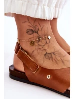 kožené sandály na suchý zip Hněde Addison kožené sandály na suchý zip Hněde Addison