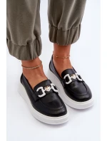 Dámské kožené mokasíny na platformě černé S.Barski LR720