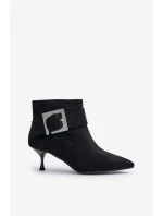 Dámské botky na jehlovém podpatku s ozdobnou sponou černé Nirilis