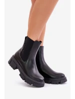Zateplené nazouvací botky Chelsea z eko kůže Big Star MM274071 Černé