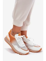 Kožené Sportovní Boty S Síťovinou Dámské Vinceza 66775 Oranžové