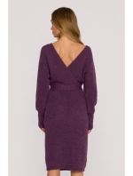 M810 Svetrové šaty s véčkovým výstřihem - heather