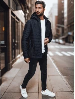 Pánská přechodná prošívaná bunda s kapucí tmavě modrá FashionStreet TX4999