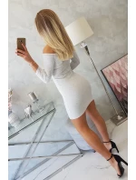 Pruhované přiléhavé šaty světle šedé