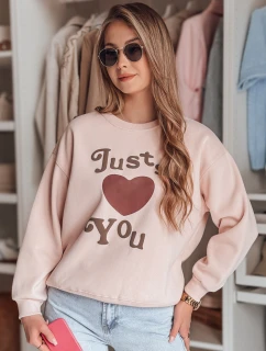 Dámská mikina s potiskem JUST LOVE YOU růžová FashionStreet BY1473