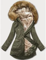 Khaki-béžová dámská zimní bunda parka (m-21356) Khaki-béžová dámská zimní bunda parka (m-21356)