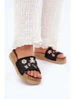 Dámské Pantofle Se Zlatými Přezkami Na Platformě Černé Rigasta