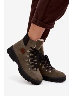 Zateplené dámské trapery na platformě tmavě zelené Zaraine