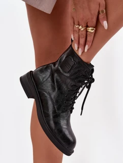 Kožené dámské workery s ozdobným detailem Maciejka K7180-01 Černé