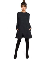 B042 Tunika s předním rozparkem - černá