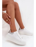 Dámské tenisky na platformě Big Star – bílo-stříbrné