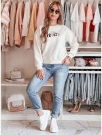 Dámská oversize mikina s výšivkou SOFTRUS ecru FashionStreet BY1411