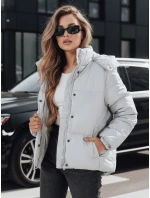 Dámská kožená přechodná bunda COLLAR šedá FashionStreet TY5190