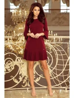 Pohodlné dámské plisované šaty v bordó barvě model 7606643