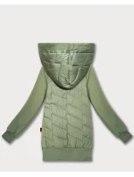 Dámská mikina v pistáciové barvě z různých materiálů s kapucí Goodlookin (AMG-175) Dámská mikina v pistáciové barvě z různých materiálů s kapucí Goodlookin (AMG-175)