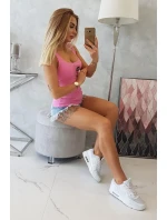 Žebrovaná halenka s halenkou růžová