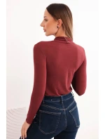 Dámská svetr z kašmíru s rolákem a dlouhým rukávem bordó