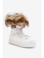 Dámské sněžné šněrovací boty bílé Santero