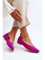 Kožené baleríny s ozdobou Zazoo 2885 Zlato-Bílé