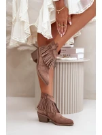 Dámské Kožené Boty Na Zip Eko Zamšové Hnědé S.Barski HY42-127