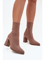 Textilní dámské boty na podpatku béžové Virelle