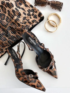 Lodičky s odhaleným patou a pásky leopardí hnědé Ravira