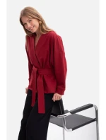 B297 Pletené sako bez límce s otevřenou přední částí - bordó