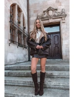 Dámské kozačky na sloupkovém podpatku se zipem Lissara – čokoládové, eko semiš