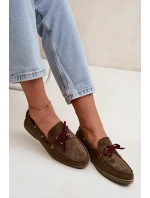 Dámské polobotky mokasíny se šněrováním Calivra – tmavě zelené