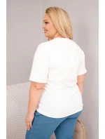Dámská bavlněná halenka Plus Size s krátkým rukávem basic bílá