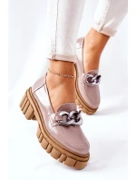 Dámské Boty Loafers Kůže Cappuccino Laura Messi 2339