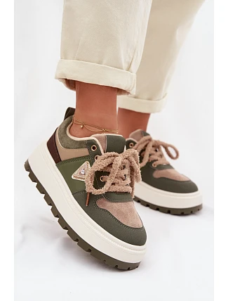 Zateplené dámské tenisky na platformě Zelená Florinda