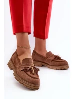 Zazoo Dámské semišové mokasíny s třásněmi, hnědé Zazoo Dámské semišové mokasíny s třásněmi, hnědé