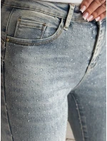 Dámské džínové úzké kalhoty s ozdobou GLAMSKIN modré FashionStreet UY2441