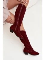 Kozaki Kovbojky Z Přírodního Semiše S Vyhříváním Zazoo 4225 Bordó