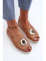 Dámské lodičky s ozdobou z ekokože tmavě béžové Biolita
