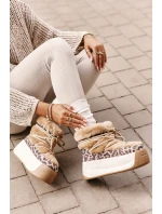 Kožené Dámské Sněhule Na Silné Podešvi S Kožešinou Panteřa Big Star OO274A207 Hnědé