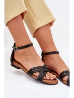 Dámské Kožené Sandály Na Plochém Podpatku Maciejka 07029-01 Černé