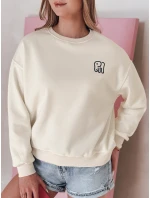 Dámská oversize mikina s výšivkou SOFTSLON ecru FashionStreet BY1433 Dámská oversize mikina s výšivkou SOFTSLON ecru FashionStreet BY1433