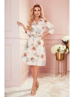 286-4 SANDY košilové šaty - BÍLÉ A ZLATÉ kruhy