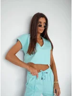 Dámský bavlněný dvoudílný komplet v tyrkysové barvě (VE55) Dámský bavlněný dvoudílný komplet v tyrkysové barvě (VE55)