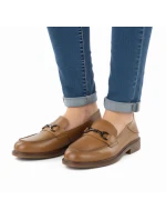 Dámské kožené mokasíny polobotky camel Vinceza 18117