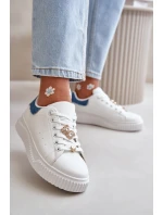 Nízké Tenisky Z Eko Kůže S Připevněnými Dekoracemi Bílá-Modrá Cillione