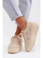 Spletané dámské tenisky na platformě Béžové Evalora