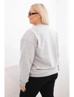 Dámská mikina Plus Size bavlněná basic s kulatým výstřihem šedá Dámská mikina Plus Size bavlněná basic s kulatým výstřihem šedá