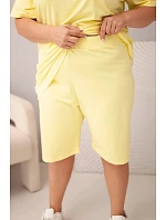 Dámský bavlněný komplet Plus Size s halenkou a šortkami žlutý Dámský bavlněný komplet Plus Size s halenkou a šortkami žlutý